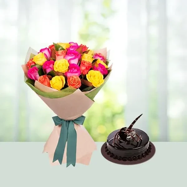 Rose Flowers Cake Combo