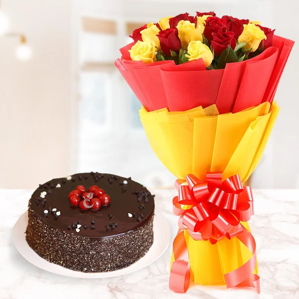 Mix Roses And cake combo