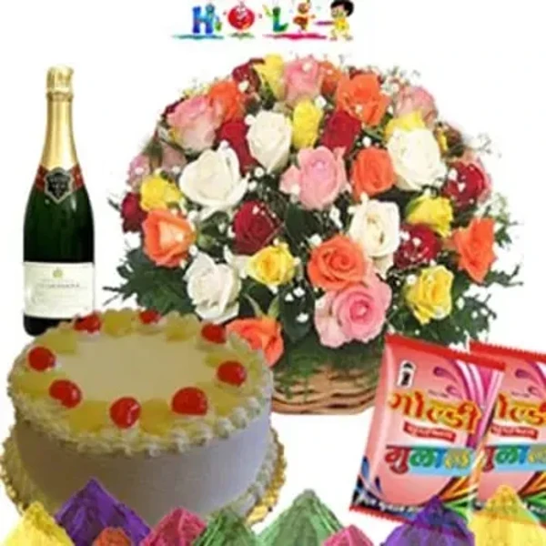 Holi Champane Flowers Combo