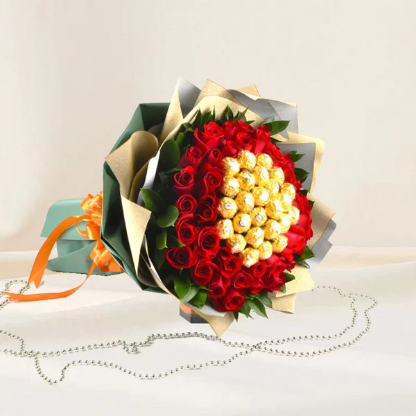 Lavish Celebrations Chocolate Bouquet with Red Roses