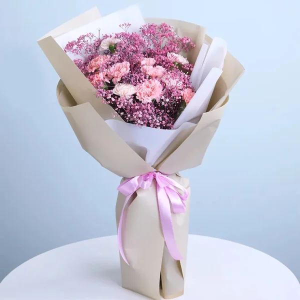 Carnations N Babybreathe Bouquet