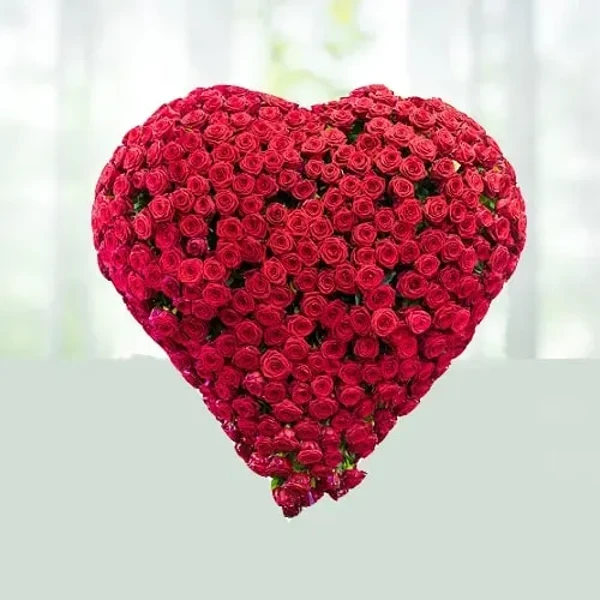 100 Red Roses Heart Shaped Arrangement