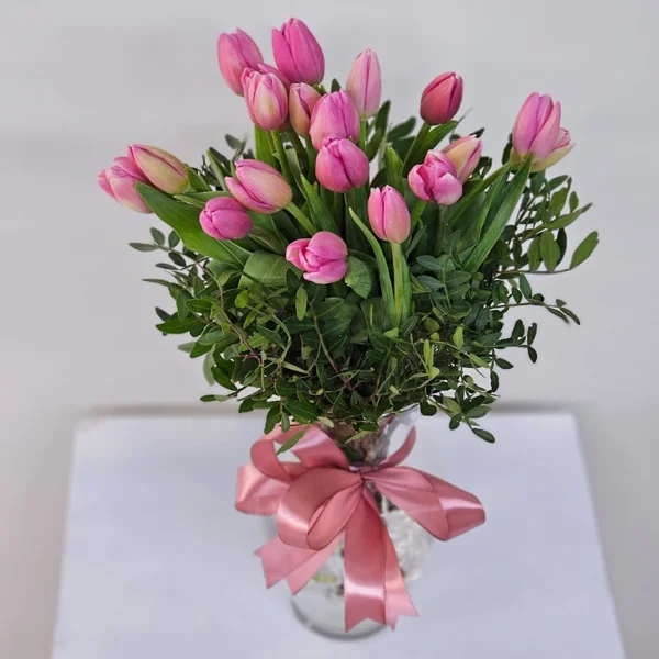 Pink Tulips in Vase